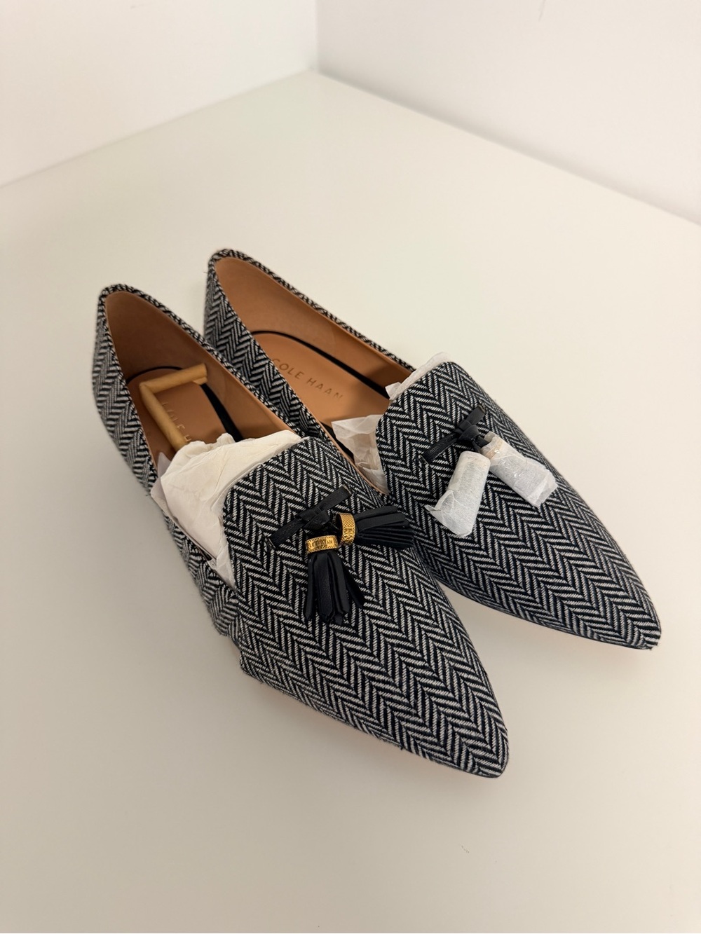Cole Haan Vanya Herringbone Tassel Flats